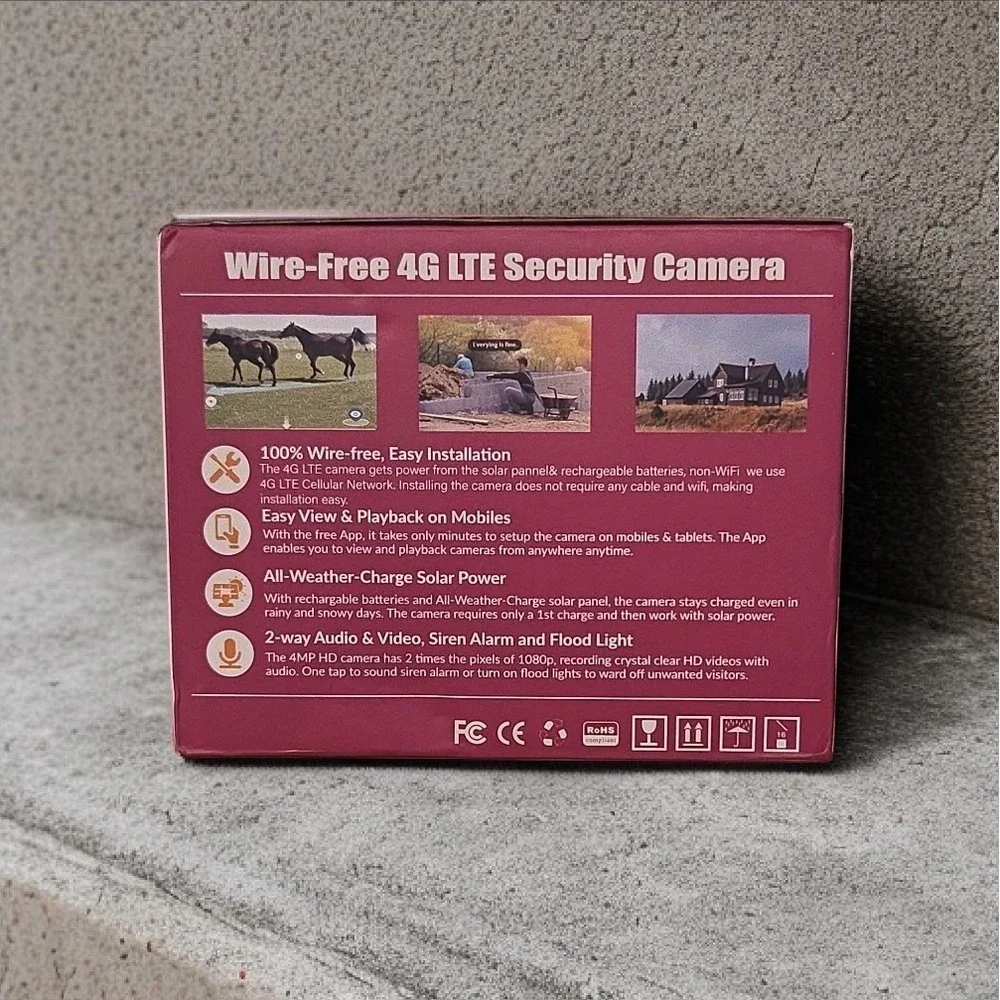 NEW 4G LTE Cellular Solar Security Camera 4MP Full HD‎ Wire-Free PTZ Outdoor...